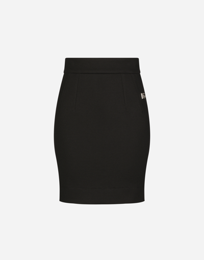 DOLCE & GABBANA MILANO RIB MINISKIRT WITH DG LOGO