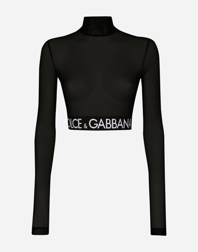 DOLCE & GABBANA TULLE TURTLE-NECK TOP