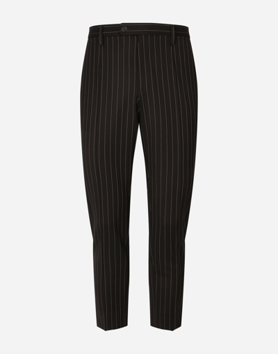 DOLCE & GABBANA PINSTRIPE STRETCH WOOL PANTS