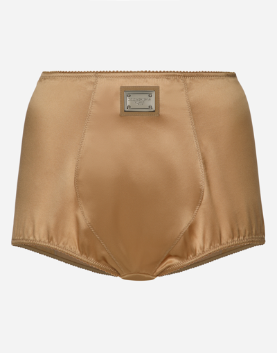 DOLCE & GABBANA SATIN HIGH-WAISTED PANTIES WITH DOLCE&GABBANA TAG