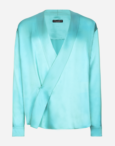 DOLCE & GABBANA OVERSIZE SILK SATIN SHIRT