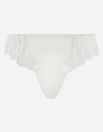 DOLCE & GABBANA SATIN THONG WITH LACE DETAILING