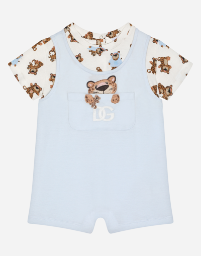 DOLCE & GABBANA BABY LEOPARD-PRINT JERSEY ONESIE