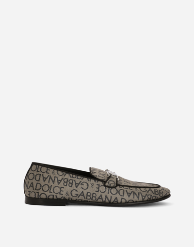 DOLCE & GABBANA JACQUARD SLIPPERS WITH LOGO TAG