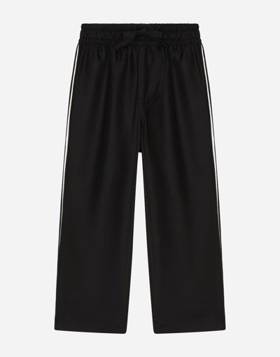 DOLCE & GABBANA SILK TWILL PAJAMA PANTS WITH DG EMBROIDERY