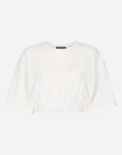 DOLCE & GABBANA CHENILLE TOP WITH DOLCE&GABBANA LOGO