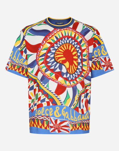 DOLCE & GABBANA COTTON T-SHIRT WITH CARRETTO PRINT
