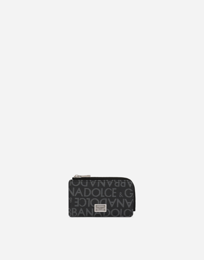 DOLCE & GABBANA COATED JACQUARD CARD HOLDER
