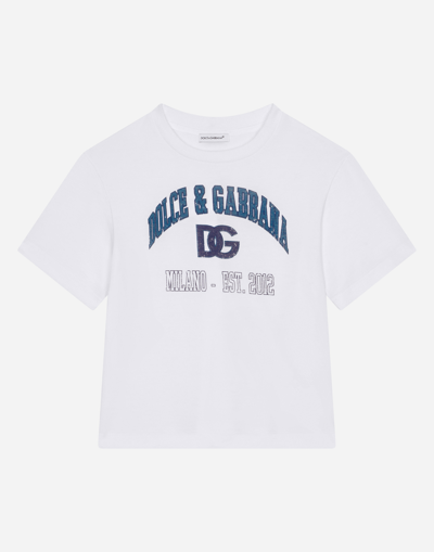 DOLCE & GABBANA JERSEY T-SHIRT WITH DG LOGO PRINT