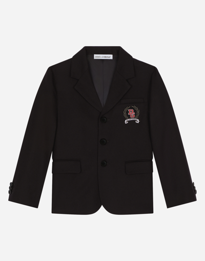 DOLCE & GABBANA SINGLE-BREASTED FLANNEL JACKET WITH EMBROIDERY