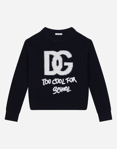 DOLCE & GABBANA ROUND-NECK SWEATER WITH DG LOGO INLAY