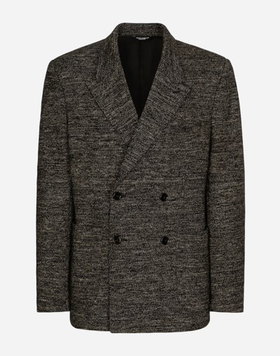 DOLCE & GABBANA DOUBLE-BREASTED COTTON AND WOOL JERSEY JACKET
