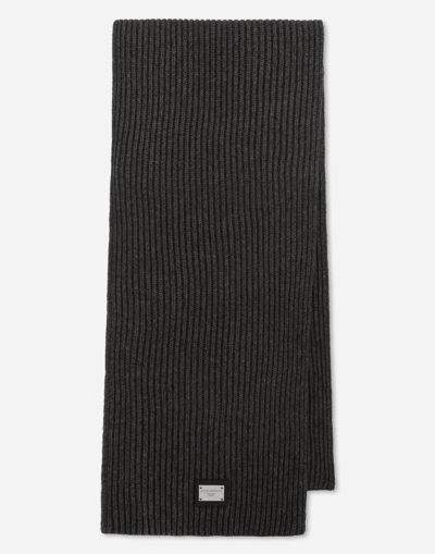 DOLCE & GABBANA WOOL SCARF WITH DG PATCH