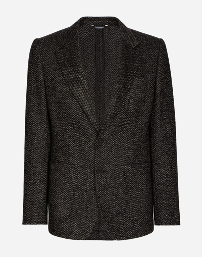 DOLCE & GABBANA STRETCH ALPACA AND WOOL TWEED SINGLE-BREASTED JACKET