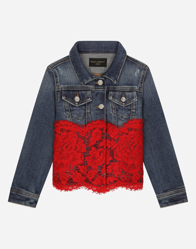 DOLCE & GABBANA DENIM JACKET WITH LACE INSERT