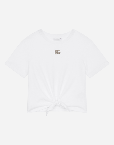 DOLCE & GABBANA JERSEY T-SHIRT WITH METAL DG LOGO