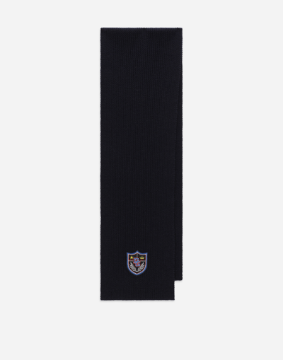 DOLCE & GABBANA KNIT SCARF WITH CREST PATCH