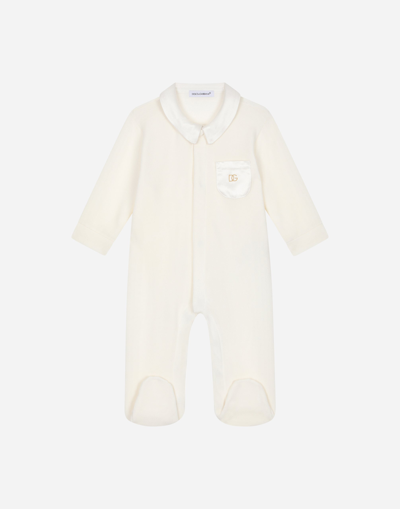 DOLCE & GABBANA INTERLOCK ONESIE WITH DUCHESSE DETAILS