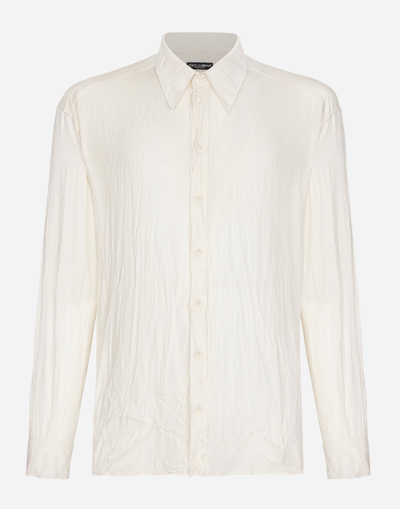 DOLCE & GABBANA OVERSIZE STRETCH SATIN CHARMEUSE SHIRT