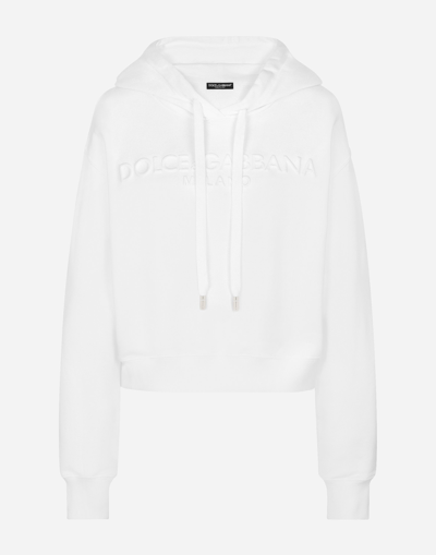 DOLCE & GABBANA JERSEY HOODIE WITH EMBOSSED LOGO