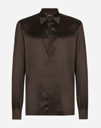 DOLCE & GABBANA SILK SATIN MARTINI-FIT SHIRT