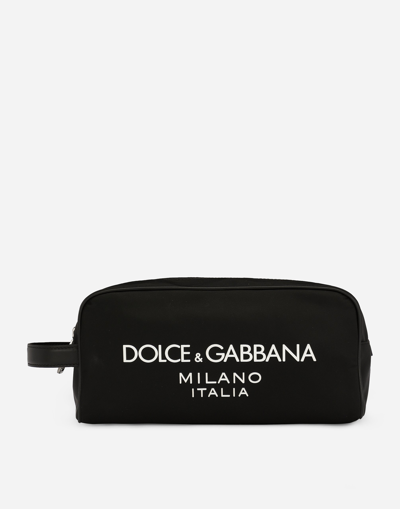 DOLCE & GABBANA NYLON TOILETRY BAG WITH RUBBERIZED LOGO
