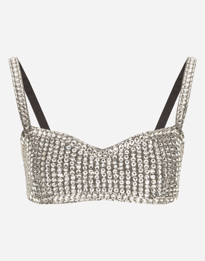 DOLCE & GABBANA KIM DOLCE&GABBANA CROP TOP WITH FUSIBLE RHINESTONES
