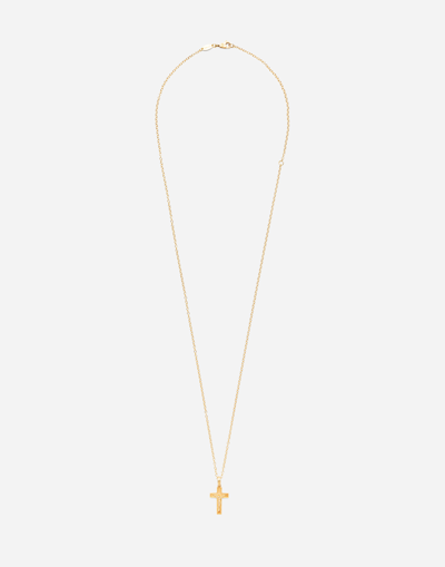 DOLCE & GABBANA CROSS PENDANT ON YELLOW GOLD CHAIN
