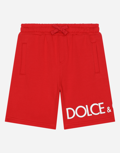 DOLCE & GABBANA JERSEY JOGGING SHORTS WITH LOGO PRINT