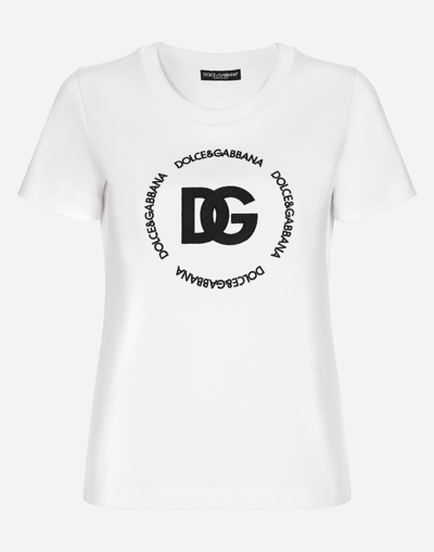 DOLCE & GABBANA INTERLOCK T-SHIRT WITH DG LOGO