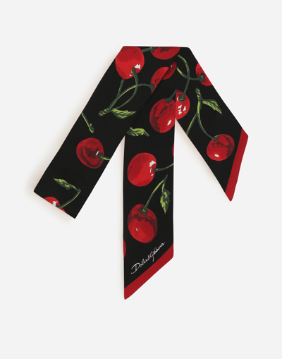 DOLCE & GABBANA CHERRY-PRINT TWILL HEADSCARF (6X100)