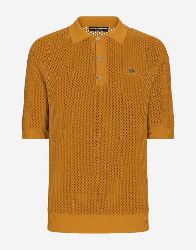 DOLCE & GABBANA MESH-STITCH POLO-SHIRT WITH DG HARDWARE