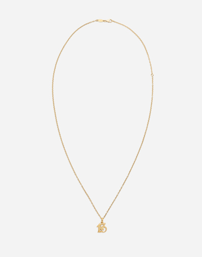 DOLCE & GABBANA GOOD LUCK NUMBER 13 PENDANT ON YELLOW GOLD CHAIN
