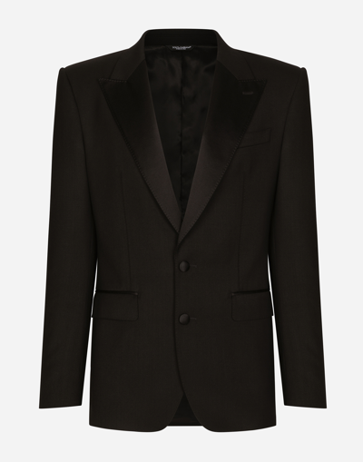 DOLCE & GABBANA SINGLE-BREASTED STRETCH WOOL SICILIA-FIT TUXEDO JACKET