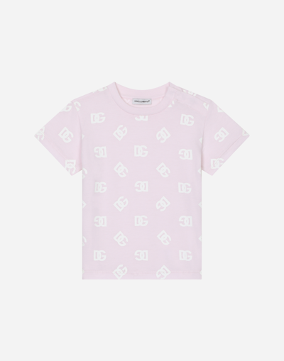 DOLCE & GABBANA JERSEY T-SHIRT WITH ALL-OVER DG LOGO PRINT