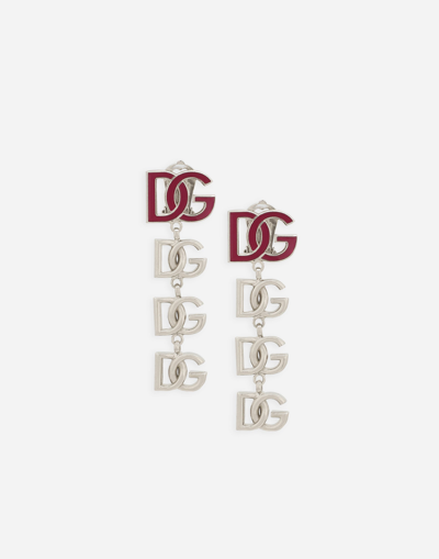 DOLCE & GABBANA LONG EARRINGS WITH TWO-TONE DG MULTI-LOGO