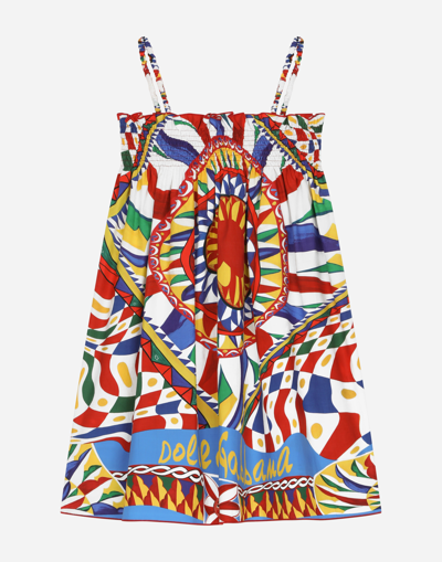 DOLCE & GABBANA CARRETTO-PRINT POPLIN SUN DRESS