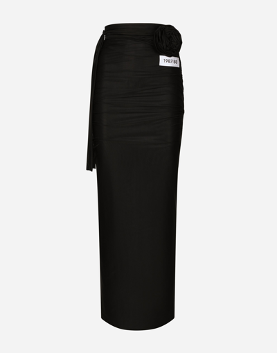 DOLCE & GABBANA LONG SPANDEX JERSEY SKIRT WITH BELT