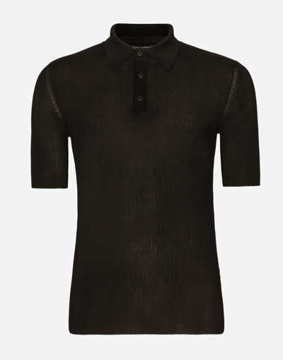 DOLCE & GABBANA RIBBED VISCOSE POLO-SHIRT