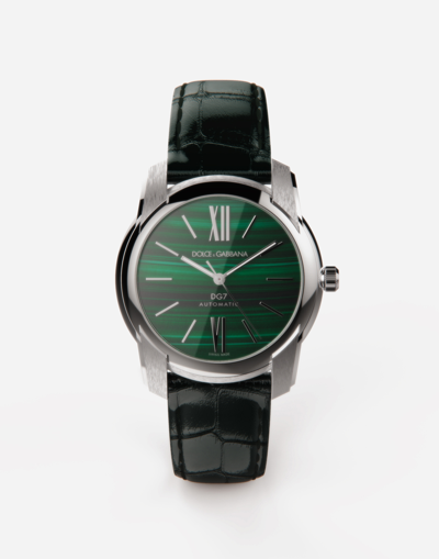 DOLCE & GABBANA STEEL AND MALACHITE WATCH