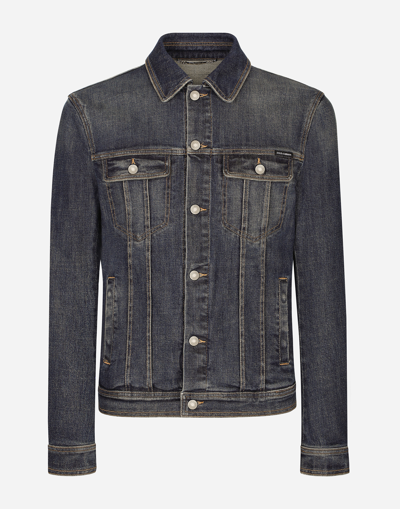 DOLCE & GABBANA STRETCH LIGHT BLUE WASH DENIM JACKET
