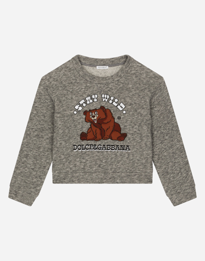 DOLCE & GABBANA JERSEY ROUND-NECK SWEATSHIRT WITH EMBROIDERY AND PATCH