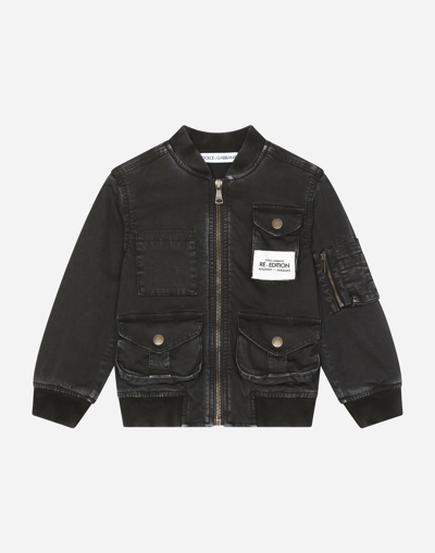 DOLCE & GABBANA GARMENT-DYED STRETCH COTTON BOMBER JACKET
