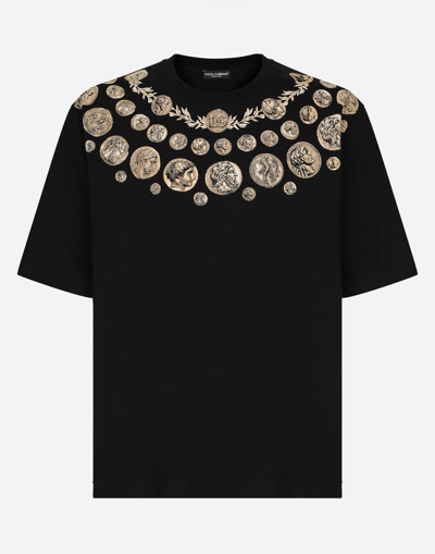 DOLCE & GABBANA COIN PRINT COTTON T-SHIRT