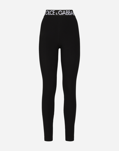 DOLCE & GABBANA JERSEY LEGGINGS WITH BRANDED ELASTIC