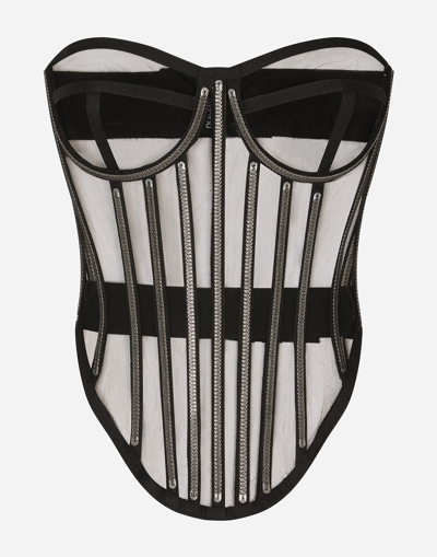DOLCE & GABBANA KIM DOLCE&GABBANA TULLE CORSET WITH BONING AND MOLDED CUPS
