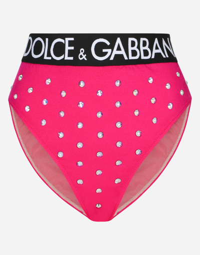 DOLCE & GABBANA HIGH-WAISTED PANTIES WITH RHINESTONES