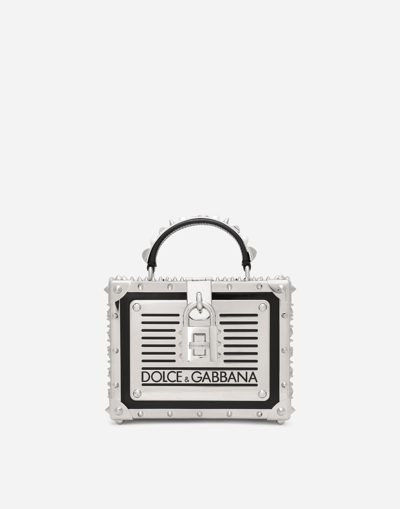DOLCE & GABBANA POLISHED CALFSKIN DOLCE BOX BAG WITH STUDS