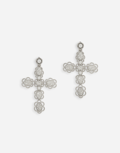 DOLCE & GABBANA EASY DIAMOND EARRINGS IN WHITE GOLD 18KT AND DIAMONDS PAVÉ