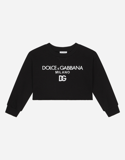 DOLCE & GABBANA JERSEY SWEATSHIRT WITH DOLCE&GABBANA EMBROIDERY